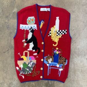 Vintage Design Options Sweater Vest (house Cats)